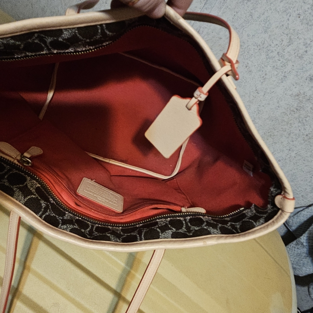 Coach Signature Brown and Tan Tote - Picture 5 of 8